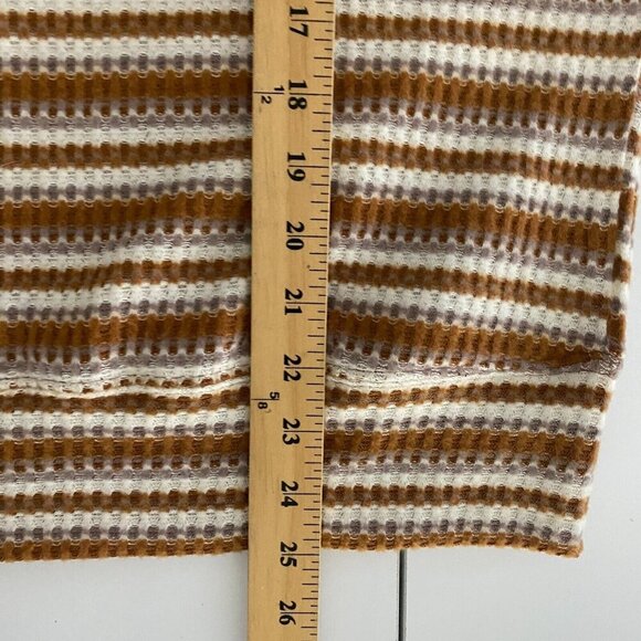 BKE Buckle Knit Top Womens Large Brown Stripe Long Sleeve Stretch - Picture 9 of 10